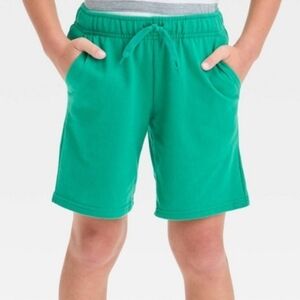 Boys' Pull-On Shorts Cat & Jack Green French Terry Drawstring Waist Size Small